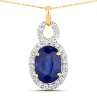 Diana M Jewels Women's Oval Natural Sapphire Pendant Necklace (3.62 Ct) - Signature Plus in 18k yellow gold - women's jewelry - detail view