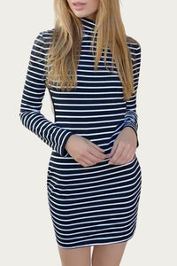 OPEN-BACK TURTLENECK MINI DRESS