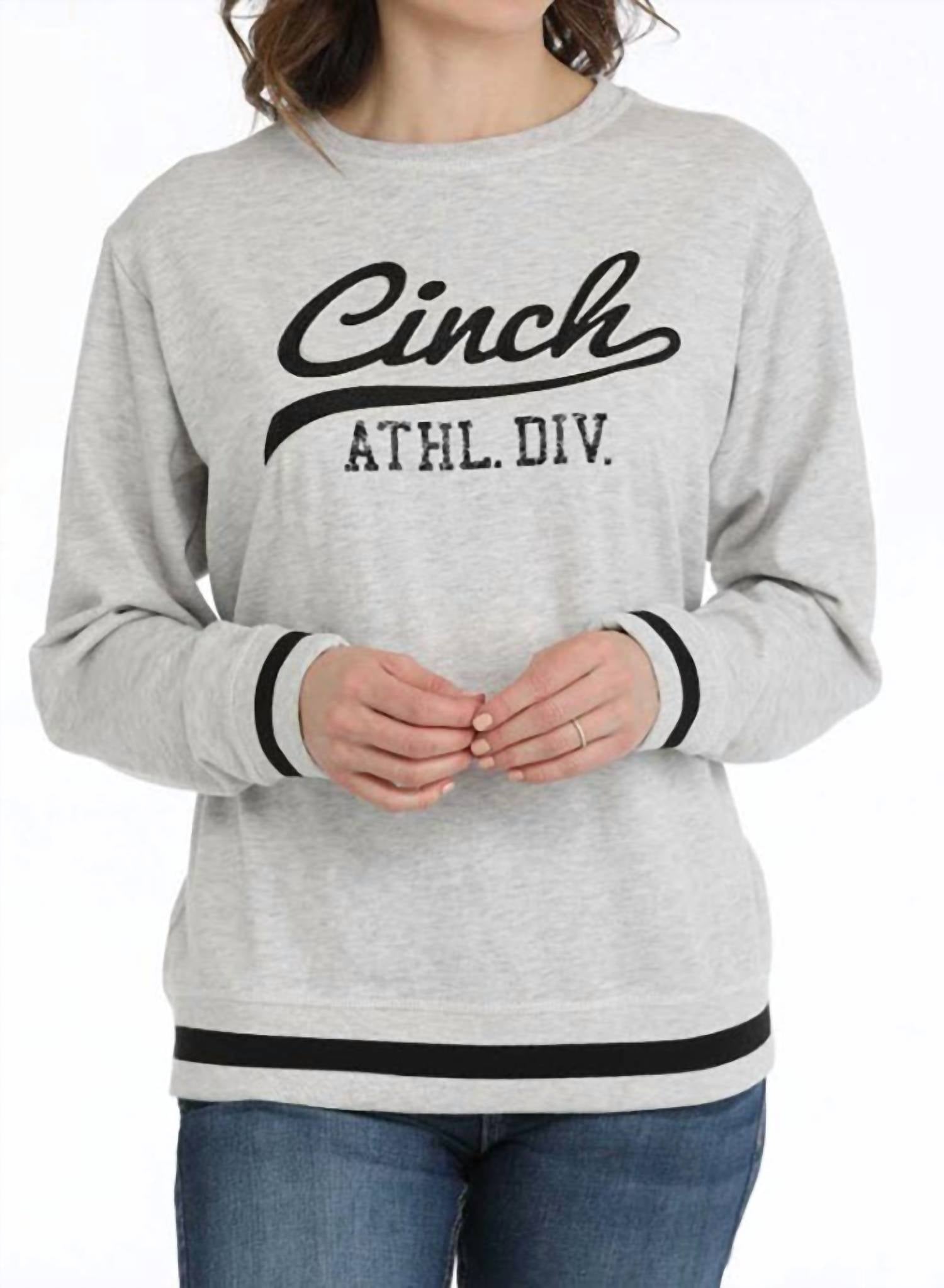 CINCH Women's Crewneck French Terry Sweatshirt in grey - women's top