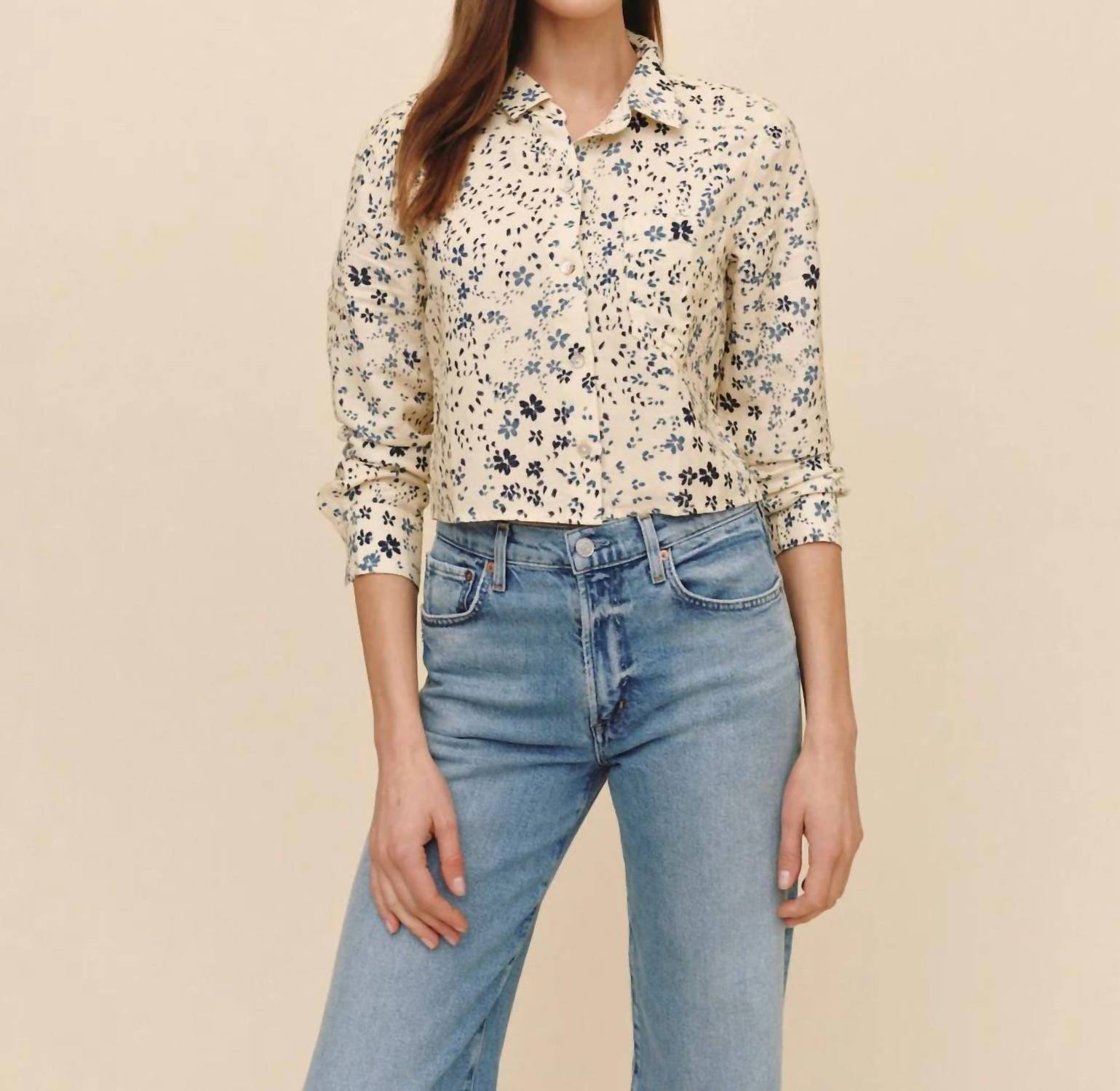 Bella Dahl Long Sleeve Crop Shirt in golden meadow - women's long sleeve top