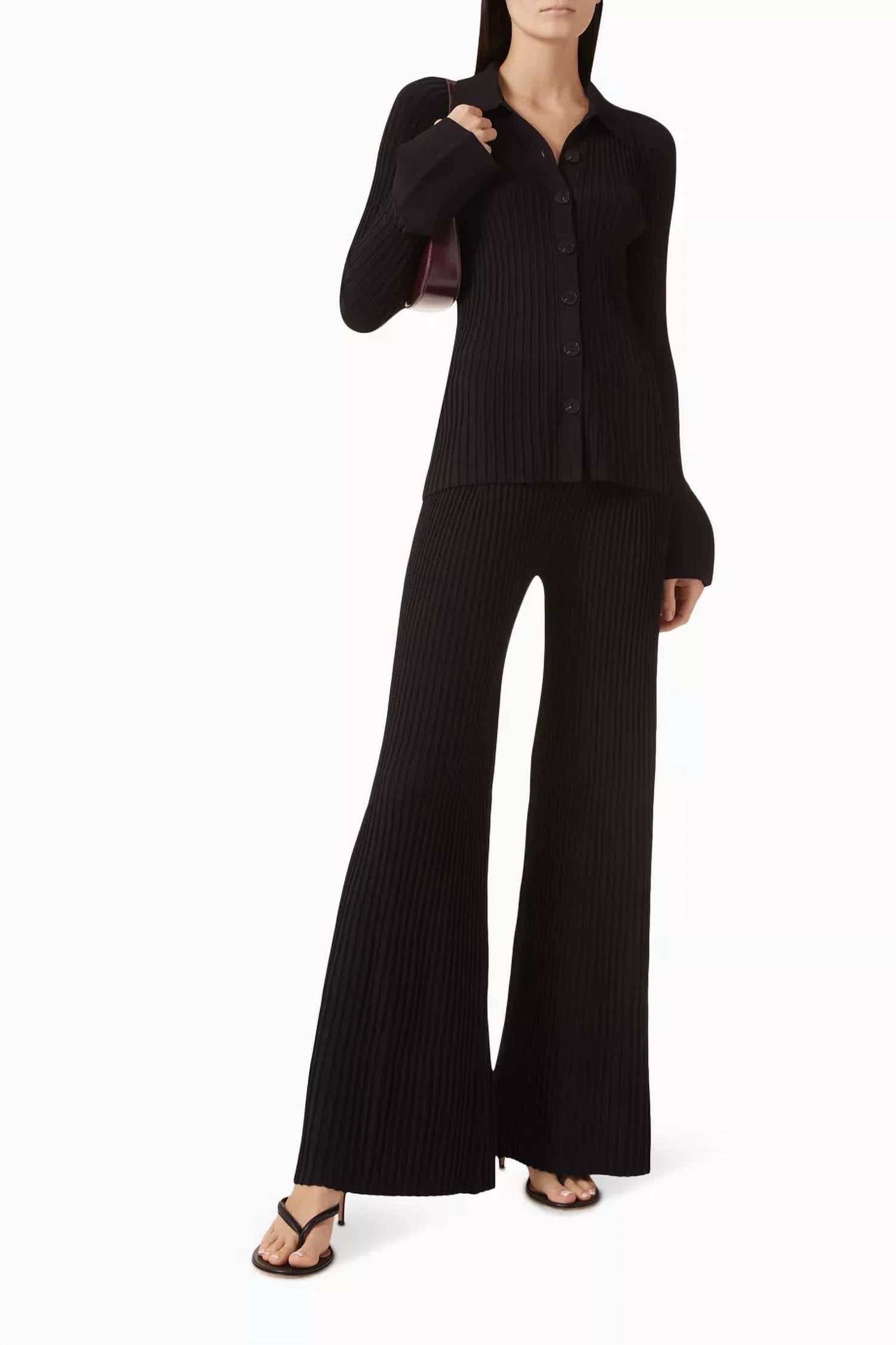 Alexis - Boda Rib-knit Wide-leg Pants