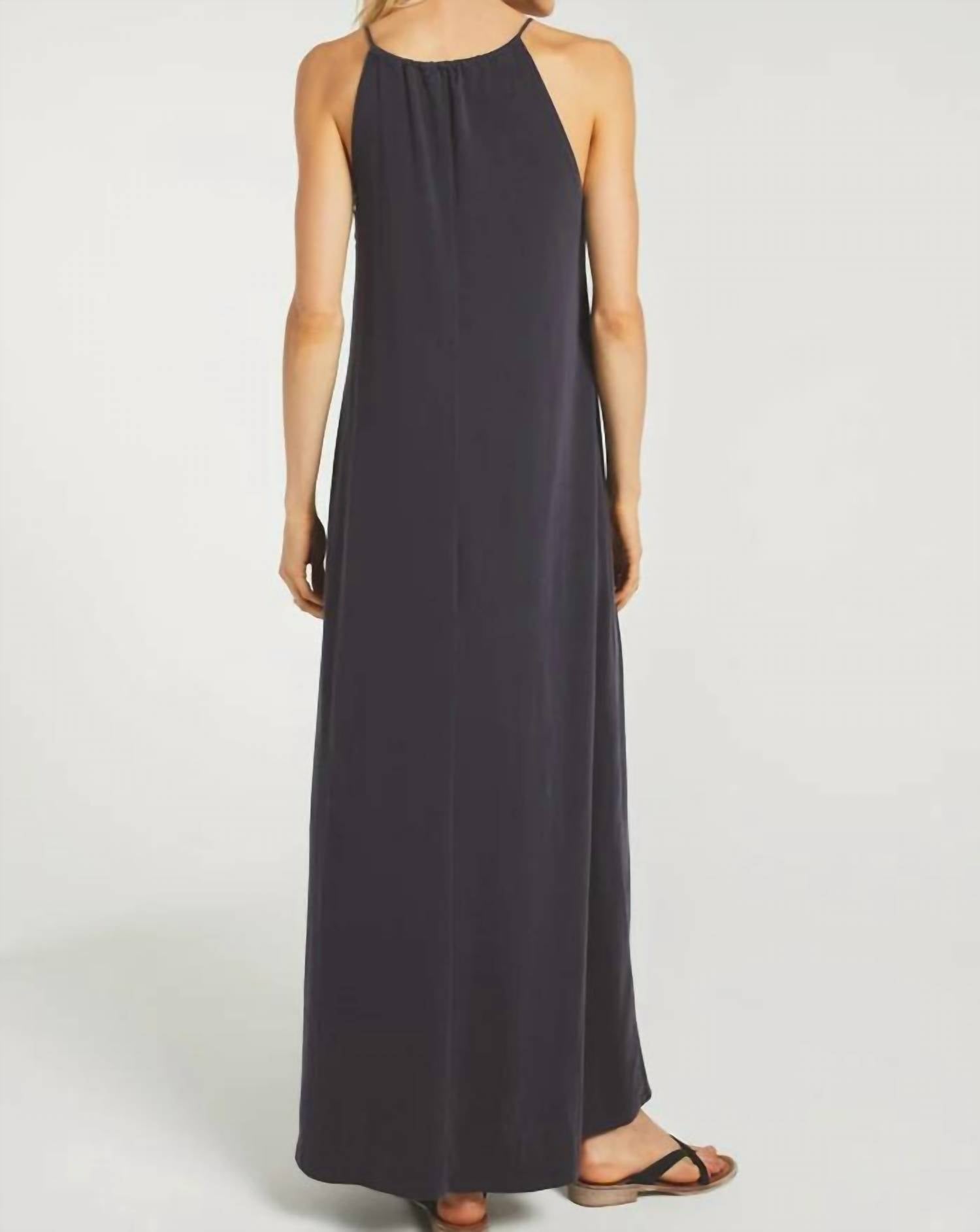 Z Supply Marta Maxi Dress in washed black - women's dress - detail view