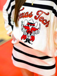QUEEN OF SPARKLES Texas Tech Long Sleeve Sweater in white - women's sweater - detail view