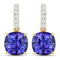 Diana M Jewels Women's Cushion Natural Tanzanite Stud Earrings (5.64 Ct) - Elegant in 14k yellow gold - women's jewelry