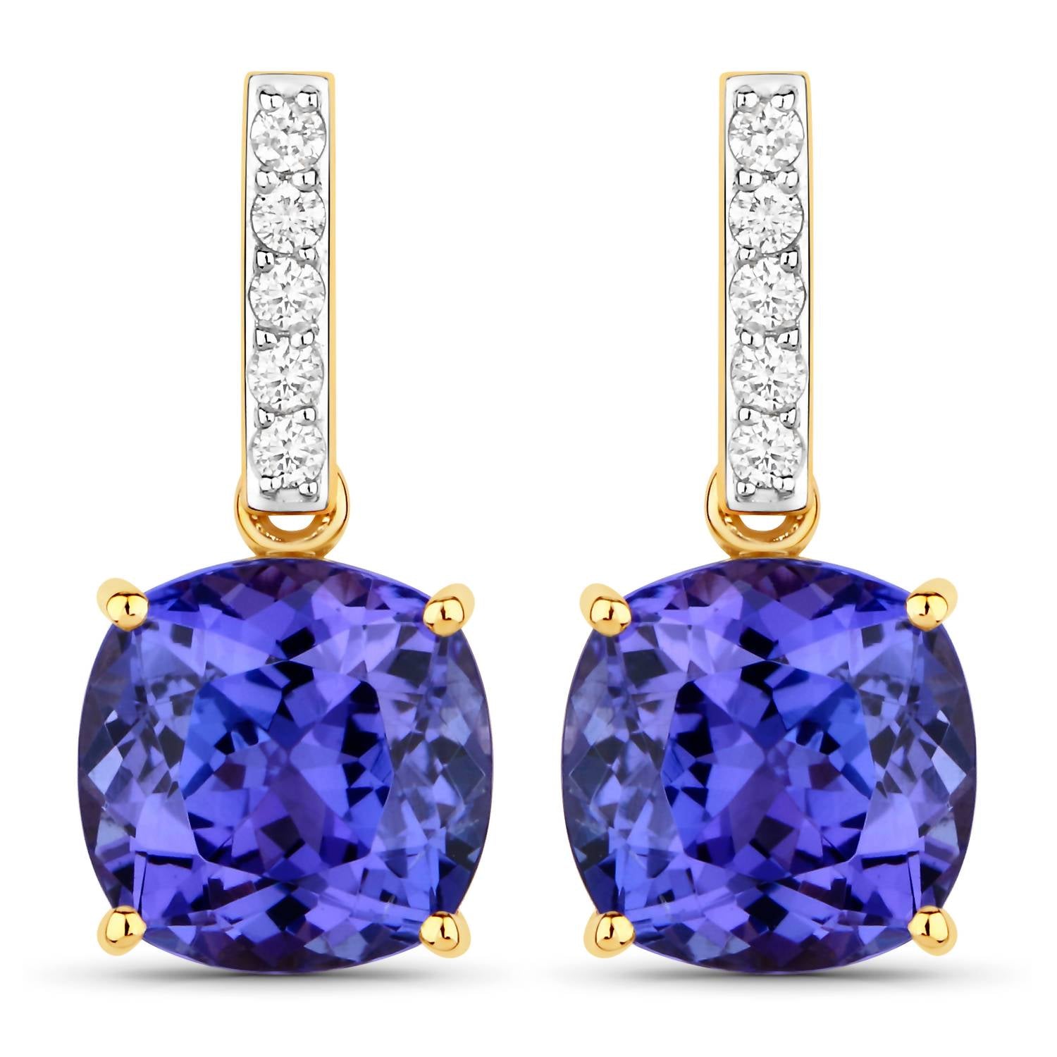 Diana M Jewels Women's Cushion Natural Tanzanite Stud Earrings (5.64 Ct) - Elegant in 14k yellow gold - women's jewelry