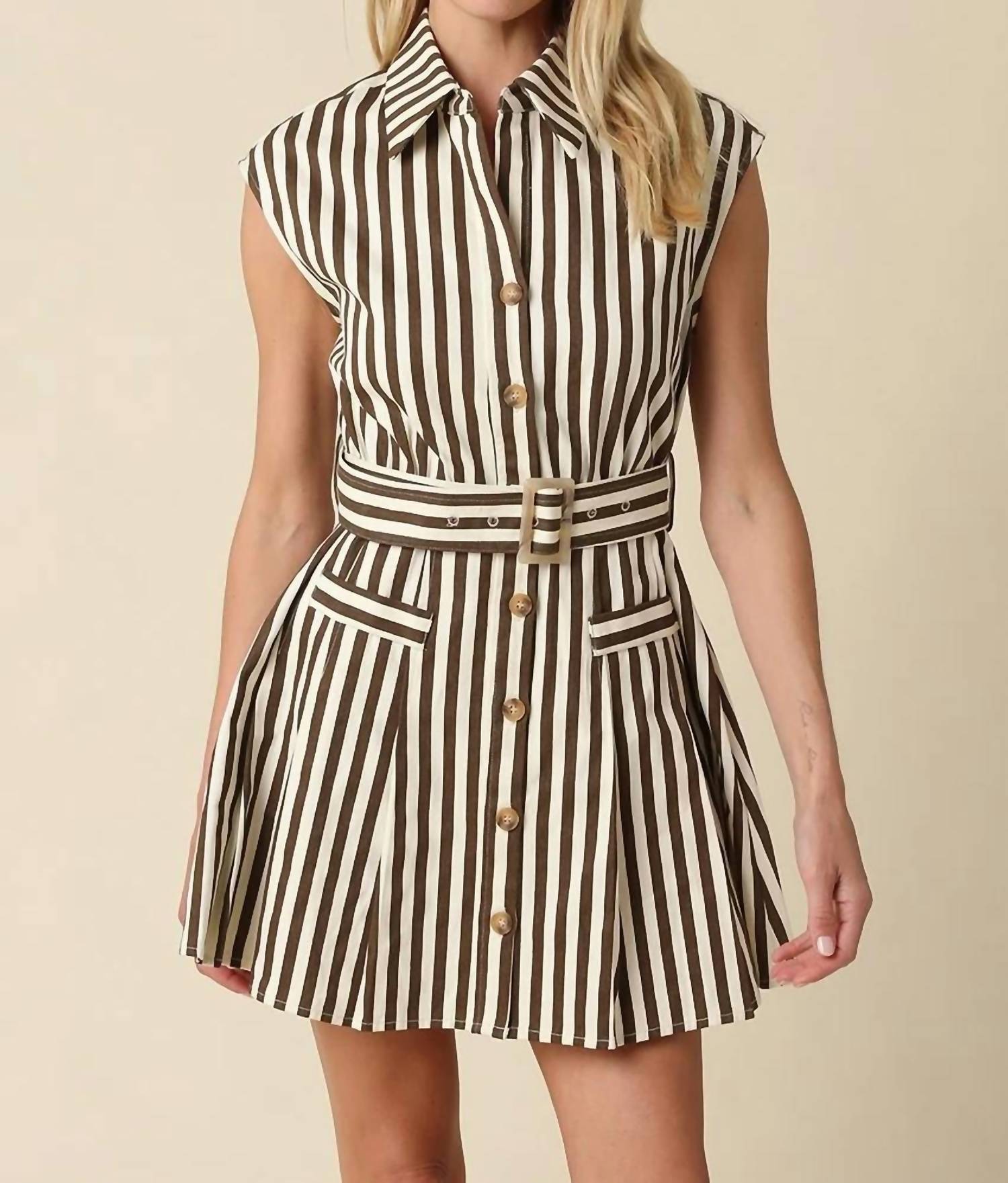 Olivaceous - Mia Button Down Mini Dress