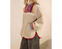 Veveret - Women's Contrast Printed Teddy Jacket