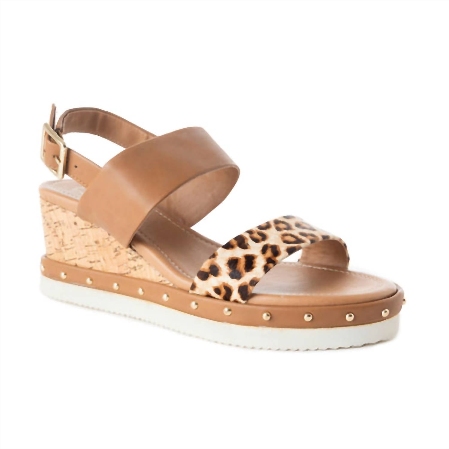 Myra Women's Day Dreamer Wedge Sandal in cheetah brown - women's sandal