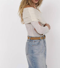 Sage The Label - Roadhouse Jacquard Knit Off Shoulder Top