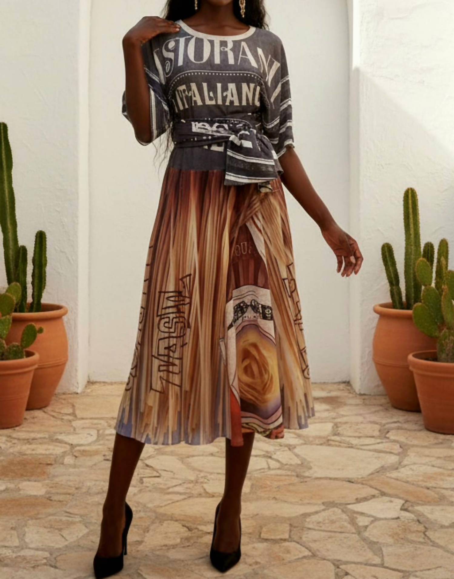 Ipng - Art Of Fashion Italiano Mid Length Skirt