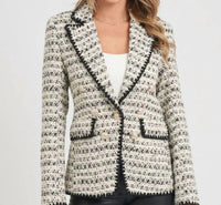 LOVE TOKEN Georgia Tweed Blazer in black beige - women's jacket