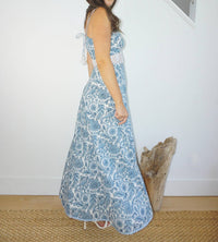 NIBI MTK Isabella Dress in teal bird - women's dress - detail view