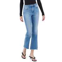 Flying Monkey - High Rise Slant Raw Hem Crop Flare Jeans