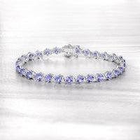 Diana M Jewels Women's Round Natural Tanzanite Bracelet (6.93 Ct) - Elegant in 14k white gold - women's jewelry - detail view