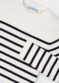 Mayoral - Scallop Neck Knit Stripe Top