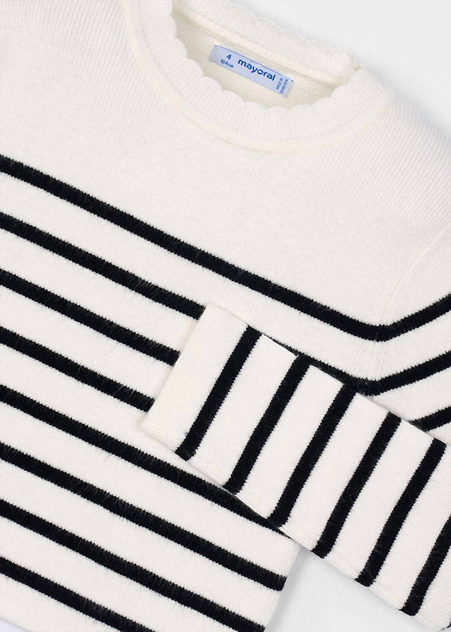 Mayoral - Scallop Neck Knit Stripe Top