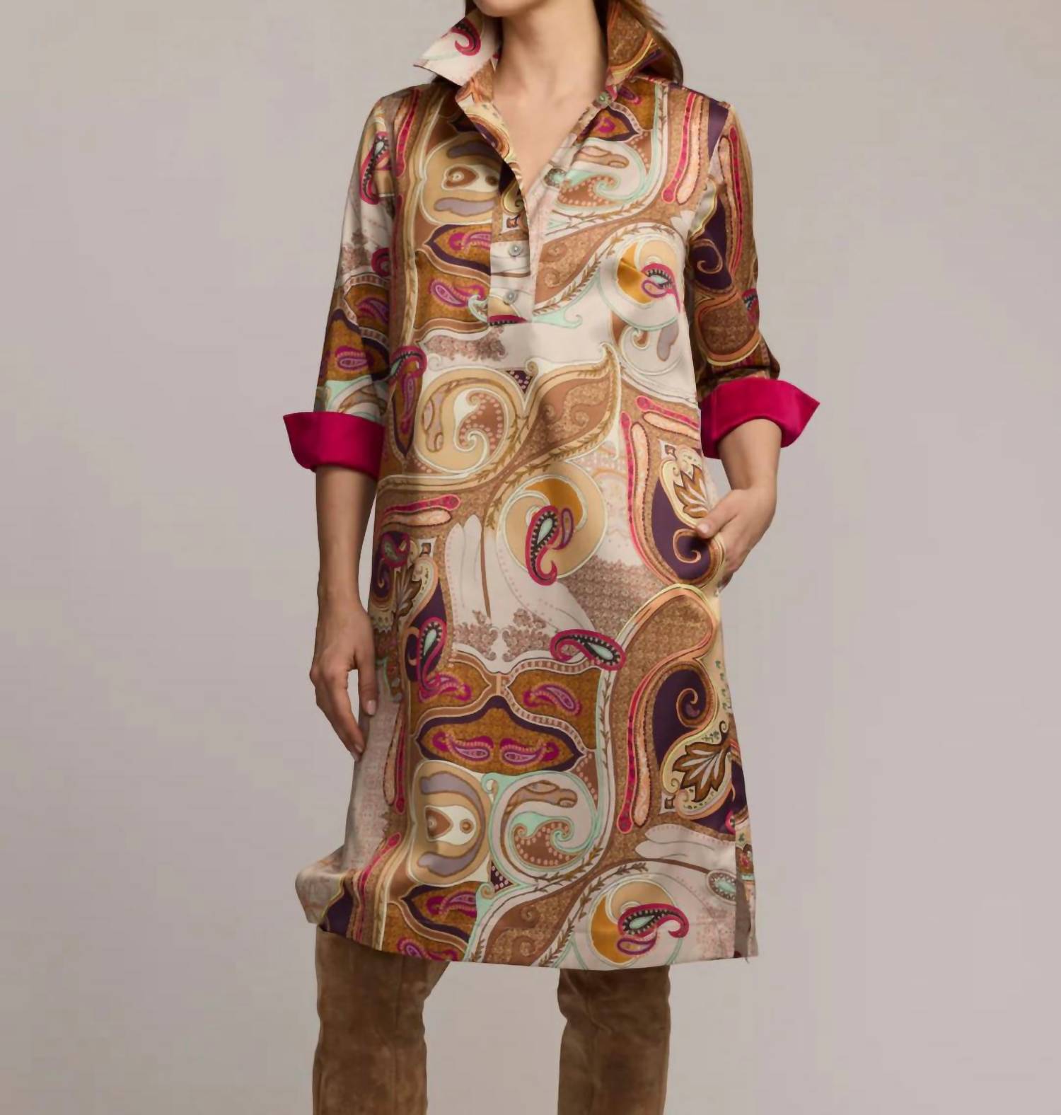Hinson Wu Charlotte Long Sleeve Dress in scarf print - women's dress - view 4