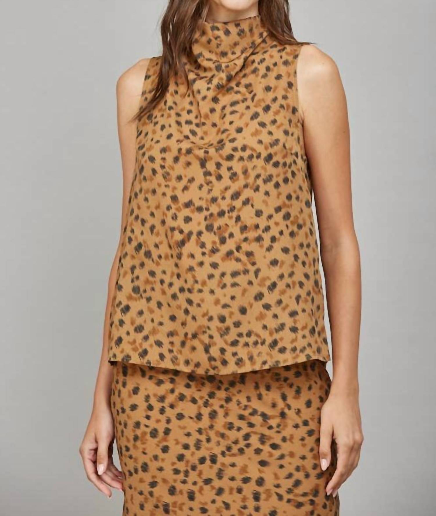 Fate - High Cowl Neck Sleeveless Blouse