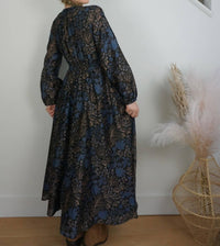 NIBI MTK Aria Maxi Dress in blue flower - women's dress - alternate view