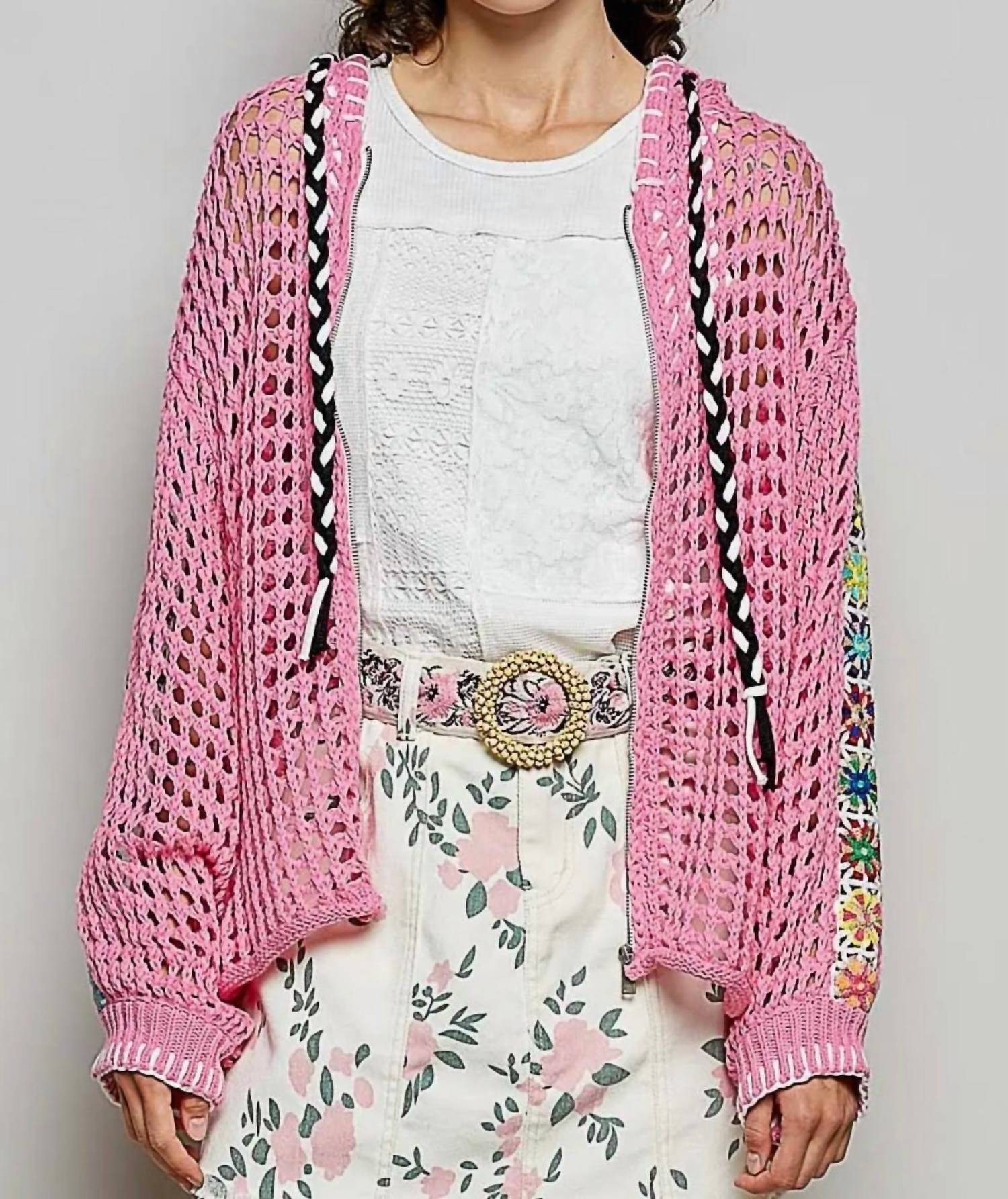Pol - Crochet Zip-up Cardigan Hoodie