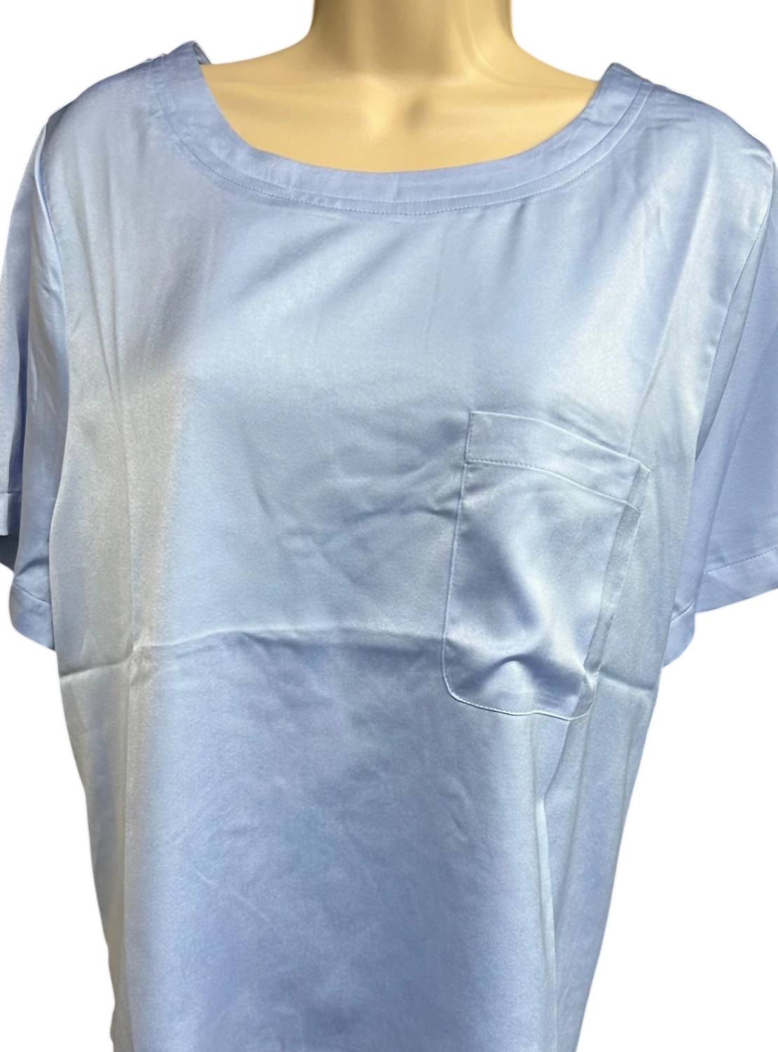 ee:some Women's Satin Luxe Top in blue - women's t-shirt - detail view