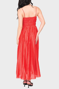 Moon River - Sleeveless V-neck Shirred Midi Dress