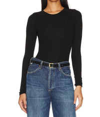 Enza Costa - Slit Neck Long Sleeve Crew Top