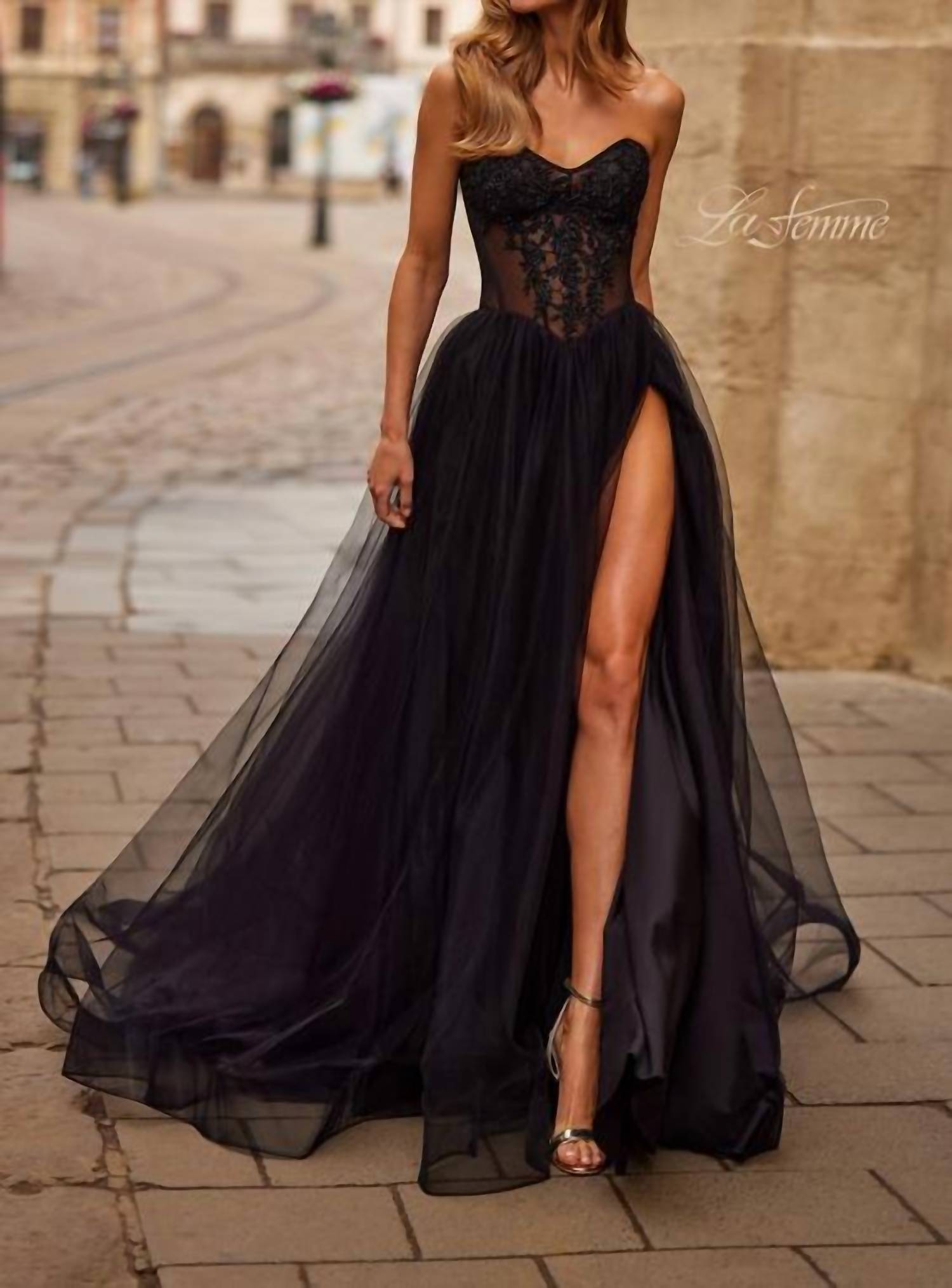 La Femme Women's Prom Dress in black - women's dress