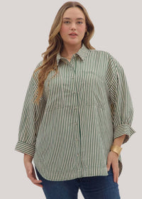 Entro - Juniper Lines Striped Button-up Top