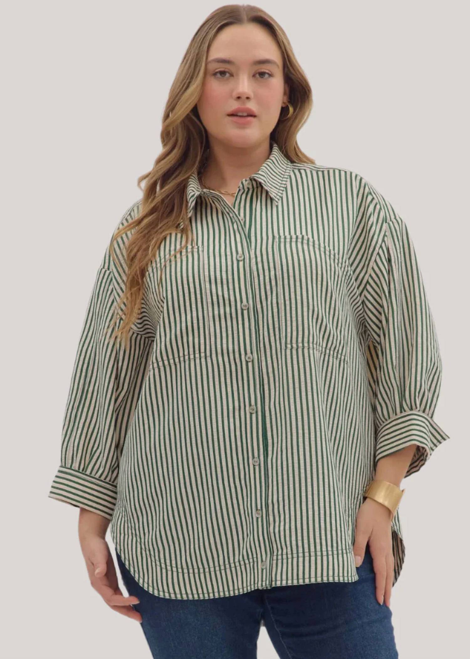 Entro - Juniper Lines Striped Button-up Top