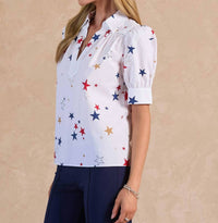 Current Air - Star Printed Short Sleeve Blouse