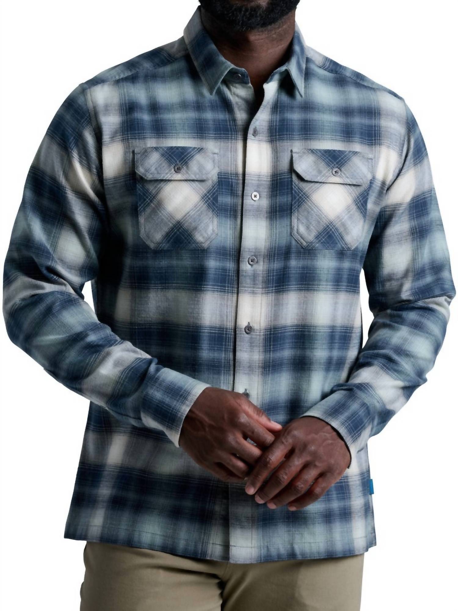 KUHL Dillingr Flannel Long Sleeve Shirt in fog harbor - men's shirt