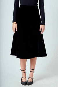 English Factory Velvet Circle Midi Skirt in black - women's skirt - view 4