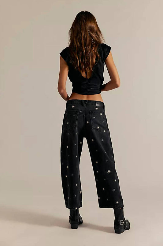 Free People - Deep Trance Shine Embroidered Boyfriend Jeans