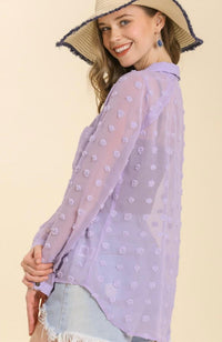 Umgee - Sheer Button Down Swiss Dot Shirt