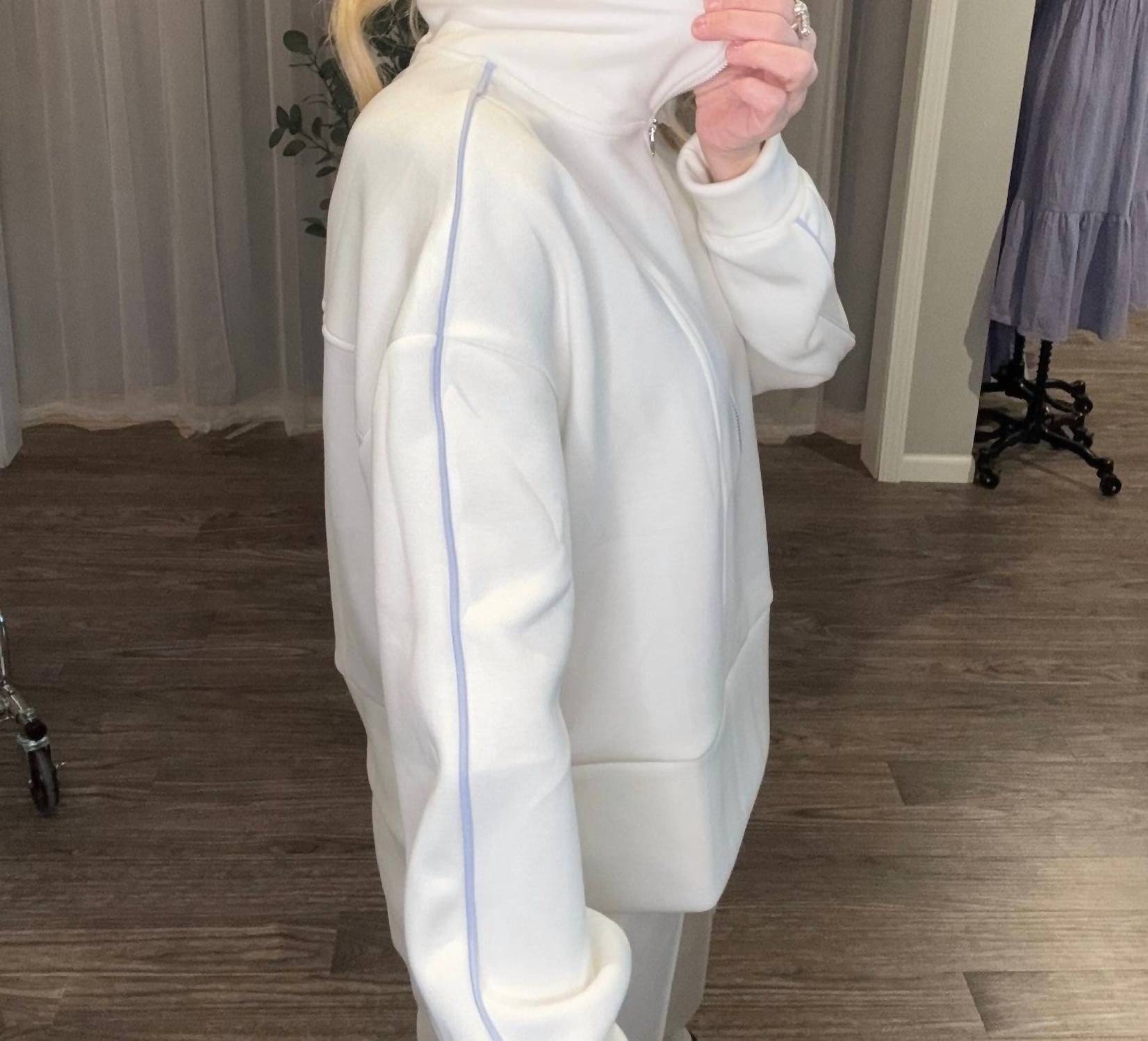 FATE + FORTUNE Mac And Me Quarter Zip Sweatshirt in white - women's top - alternate view