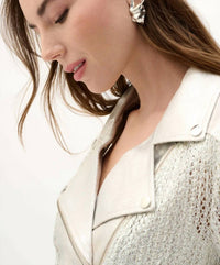 Joseph Ribkoff - Foiled Faux Suede Moto Jacket