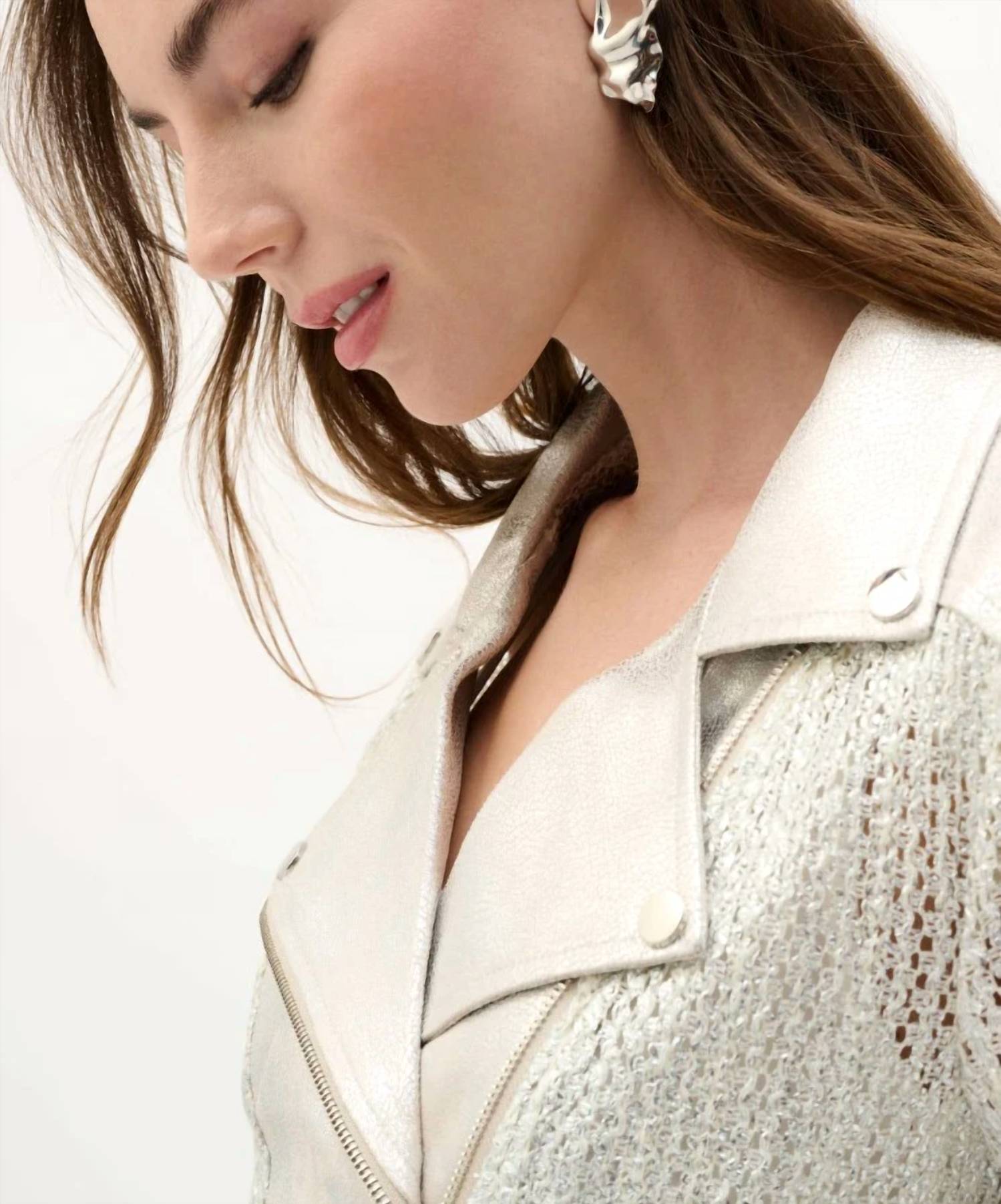 Joseph Ribkoff - Foiled Faux Suede Moto Jacket
