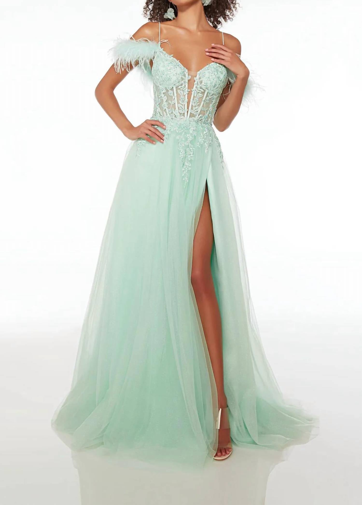 Alyce Paris - Long chiffon strapless rhinestone Gown
