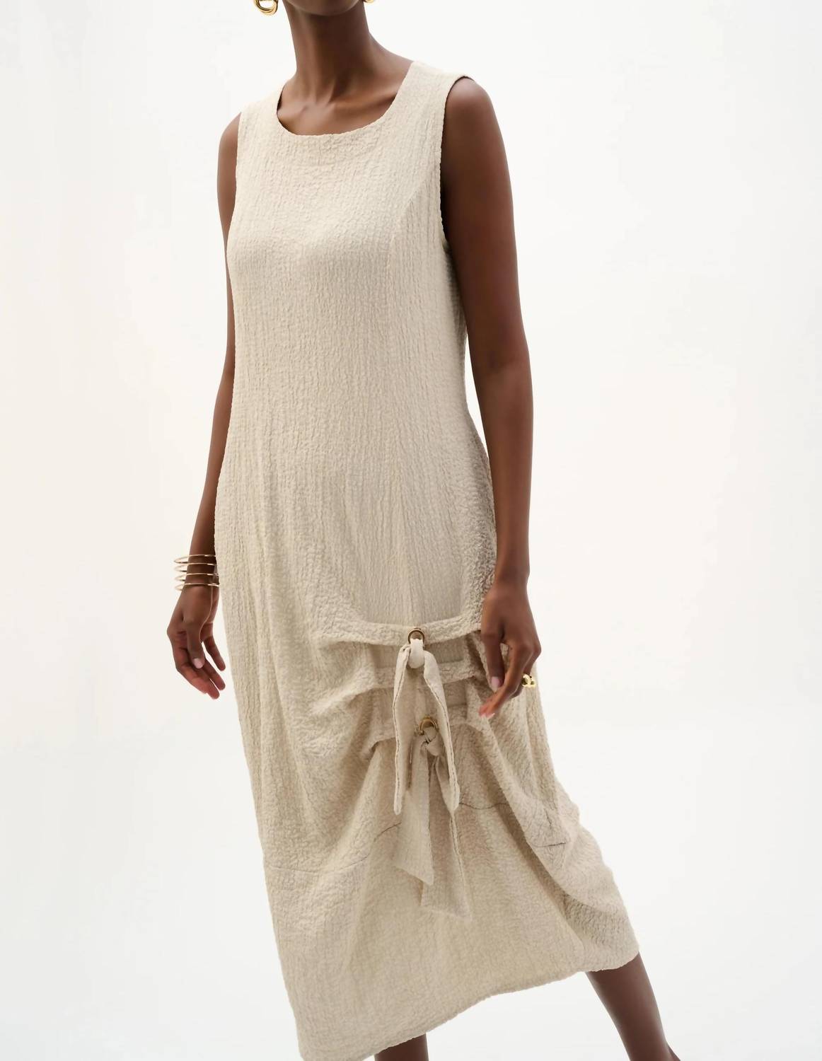 Joseph Ribkoff - Ruched Sleeveless Midi Cocoon Dress