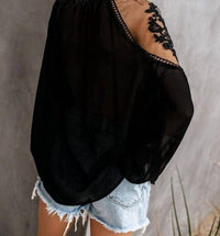 Tracie's Midnight Bloom Lace Blouse in black - women's blouse - alternate view