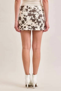 Hidden - Cow Print Micro Mini Jean Skirt
