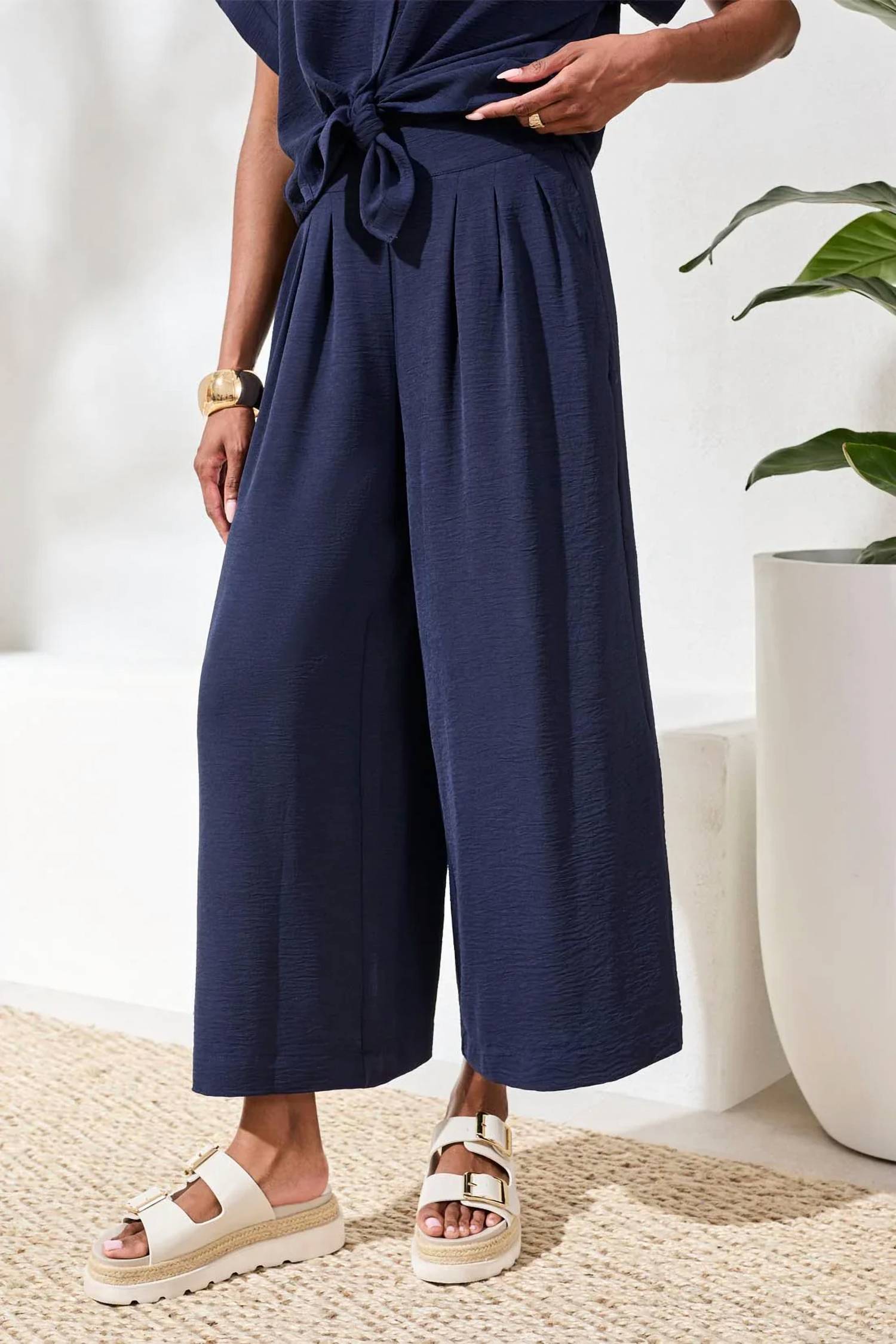 Tribal - Airflow Pleated Pants With Elastic Waistband