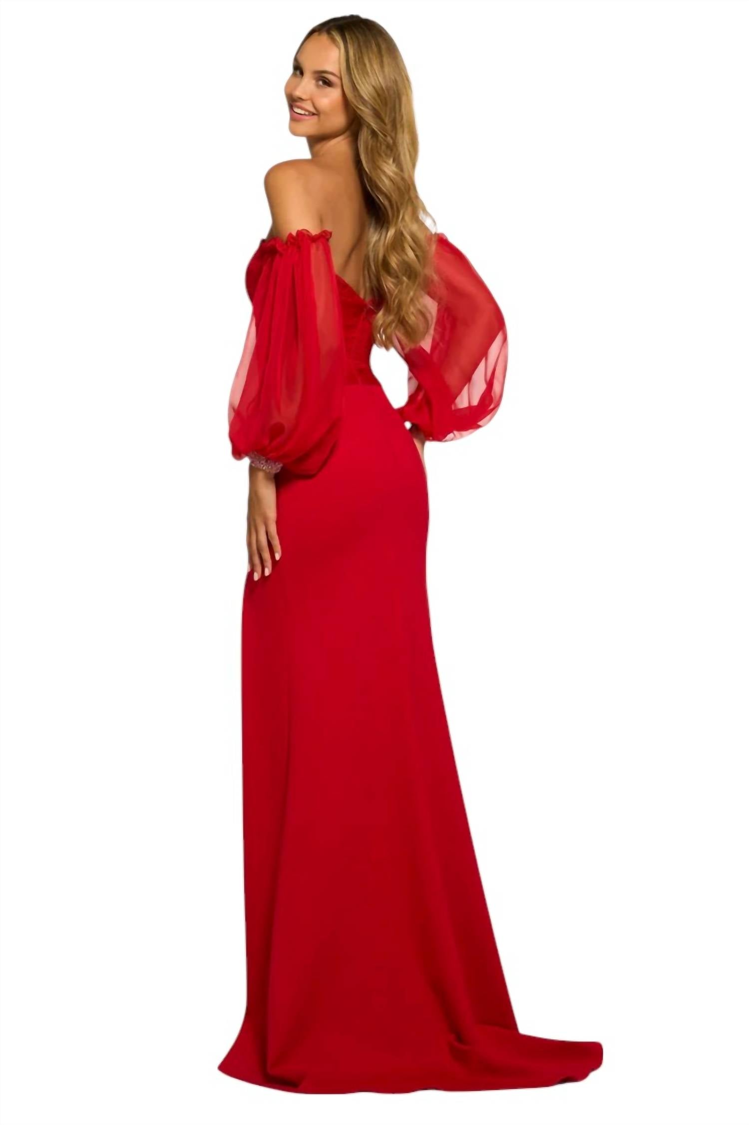 Sherri Hill - Strapless Scuba Ruched Chiffon Bodice Prom Dress