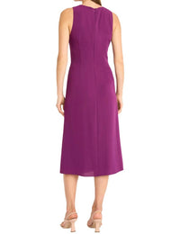 Maggy London - Twisted Side-waist Sleeveless Midi Dress