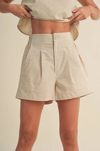 Miou Muse - Monument Linen Elastic Band Shorts