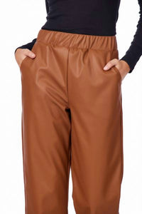 mudpie Ballard Leather Pants in tan - women's pants - detail view
