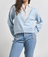 Derek Lam 10 Crosby - Rida Mixed Media Sweater