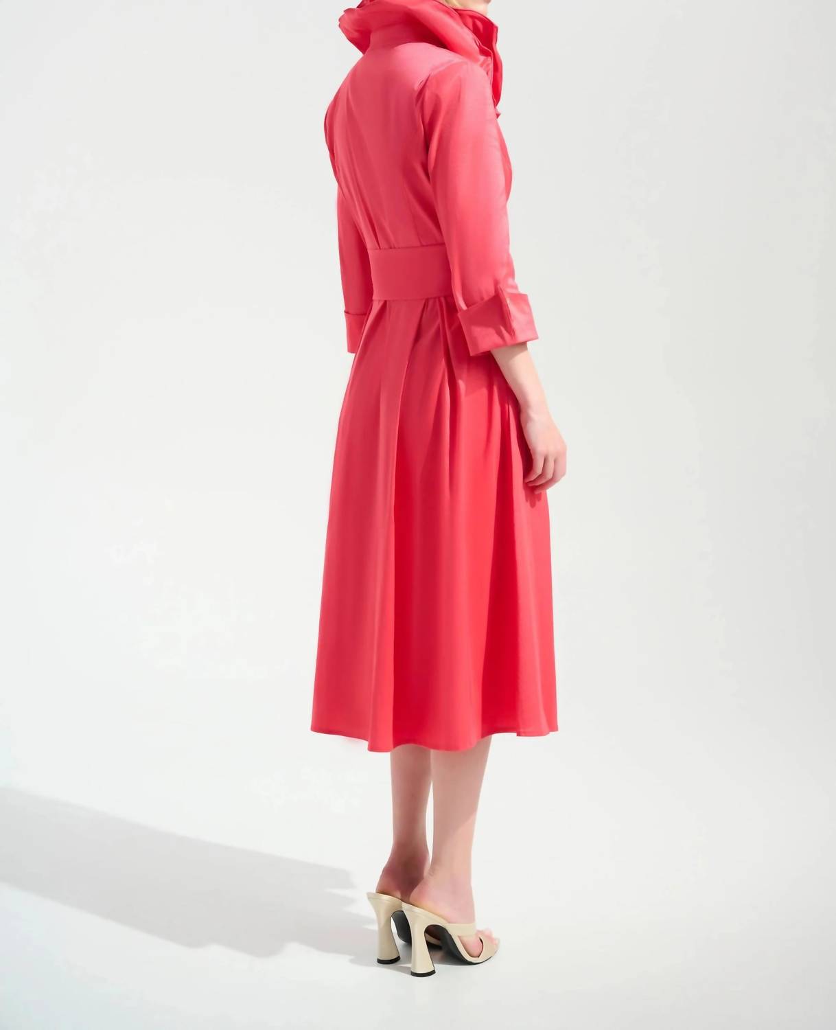 Joseph Ribkoff - Pleated Taffeta Midi Fit And Flare Dress