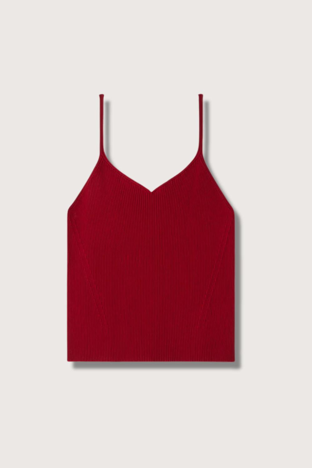 CFCL Women's Portrait Cami Top in maroon red - women's shirt